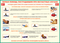 Таблица "Порядок действий при коматозном состоянии пострадавшего" (100х140 сантиметров, винил) - fgospostavki.ru - Первоуральск
