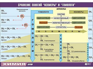 Таблица демонстрационная "Сравнение понятий изомер и гомолог" (винил 100x140) - fgospostavki.ru - Первоуральск