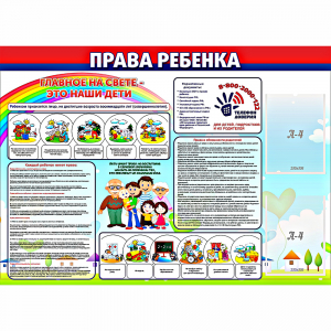 Стенд "Права ребенка" с 2 карманами - fgospostavki.ru - Первоуральск